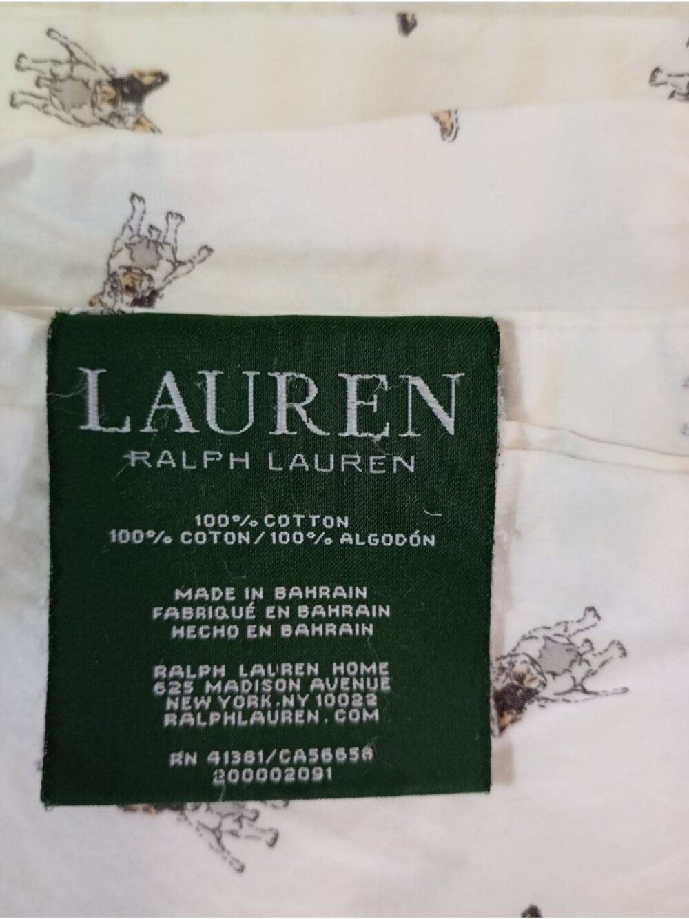 Ralph Lauren Home 100% Cotton Twin Sheet Set Dog Print White - Picture 2 of 7